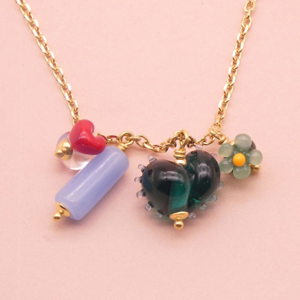 Green Heart Charming Necklace