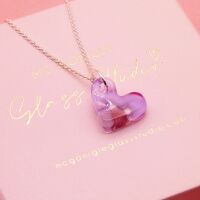 Lilacs glass heart on silver
