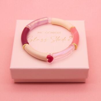 Dainty red heart Tube Bracelet