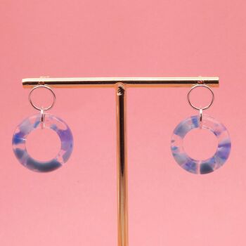 Blue and Turquoise Glass Geo Circle drop earrings
