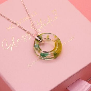 Green Glass Geo Circle Necklace