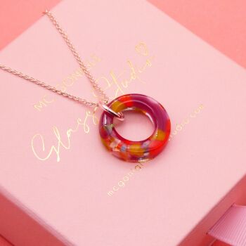 Multicoloured Glass Geo Circle Necklace
