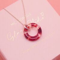 Red Glass Geo Circle Necklace