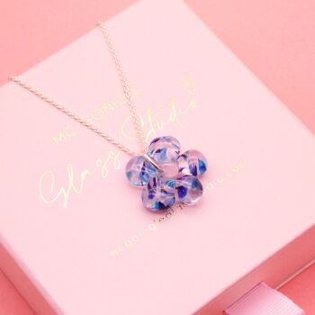 Blue Marble Flower necklace on silver/ gold filled