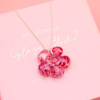 Red Marble Flower necklace on silver/ gold filled