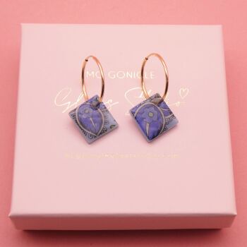 Blue Paisley Tile Earrings