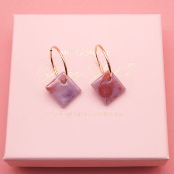 Purple Floral Tile Earrings