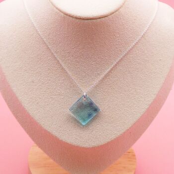 Transparent Turquoise glass tile necklace