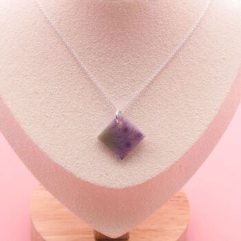Purple glass tile necklace