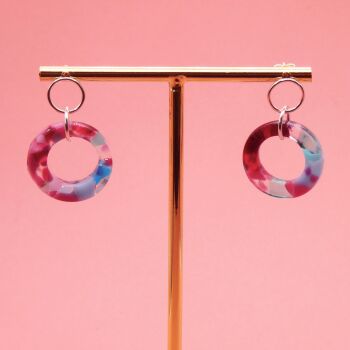 Purple and Blue Glass Geo Circle drop earrings