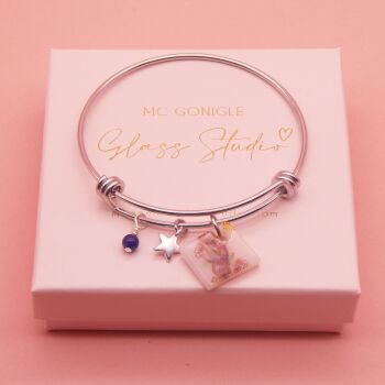Light Peach Tile  On a Silver Plated Bangle