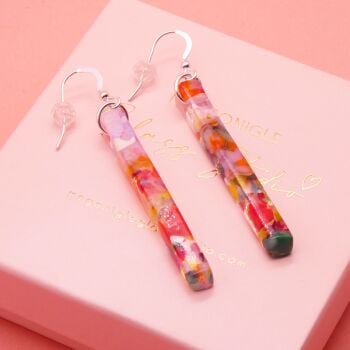 Multicoloured Glass Pillar Earrings