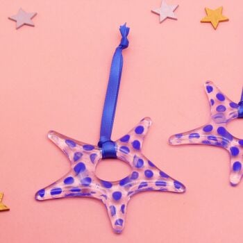 Blue and Clear Glass Star Decoration