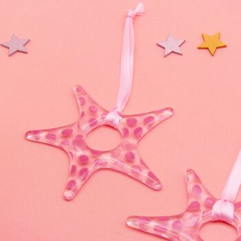 Pink and Clear Glass Star Decoration