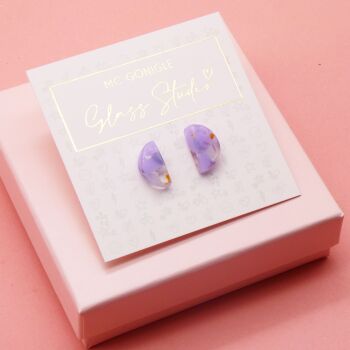 Lilac half moon studs