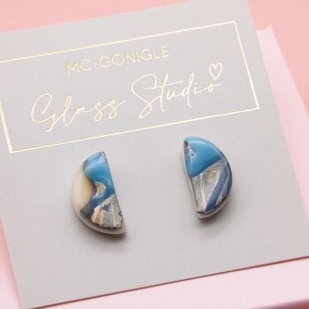 Large geode half moon studs #2