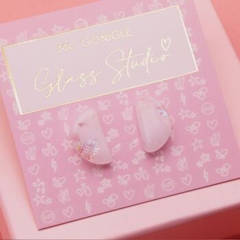 Large white half moon studs