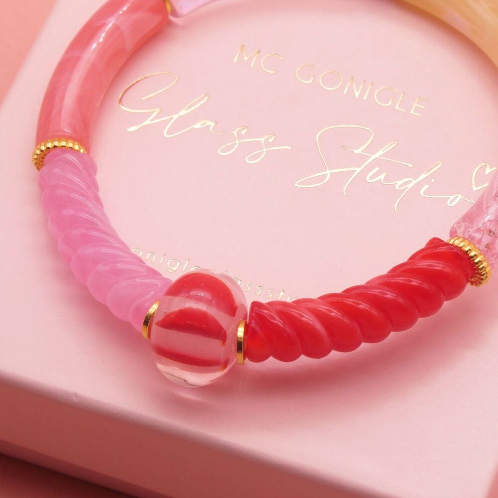 Candy Strawberry and Cream Tube Bracelet