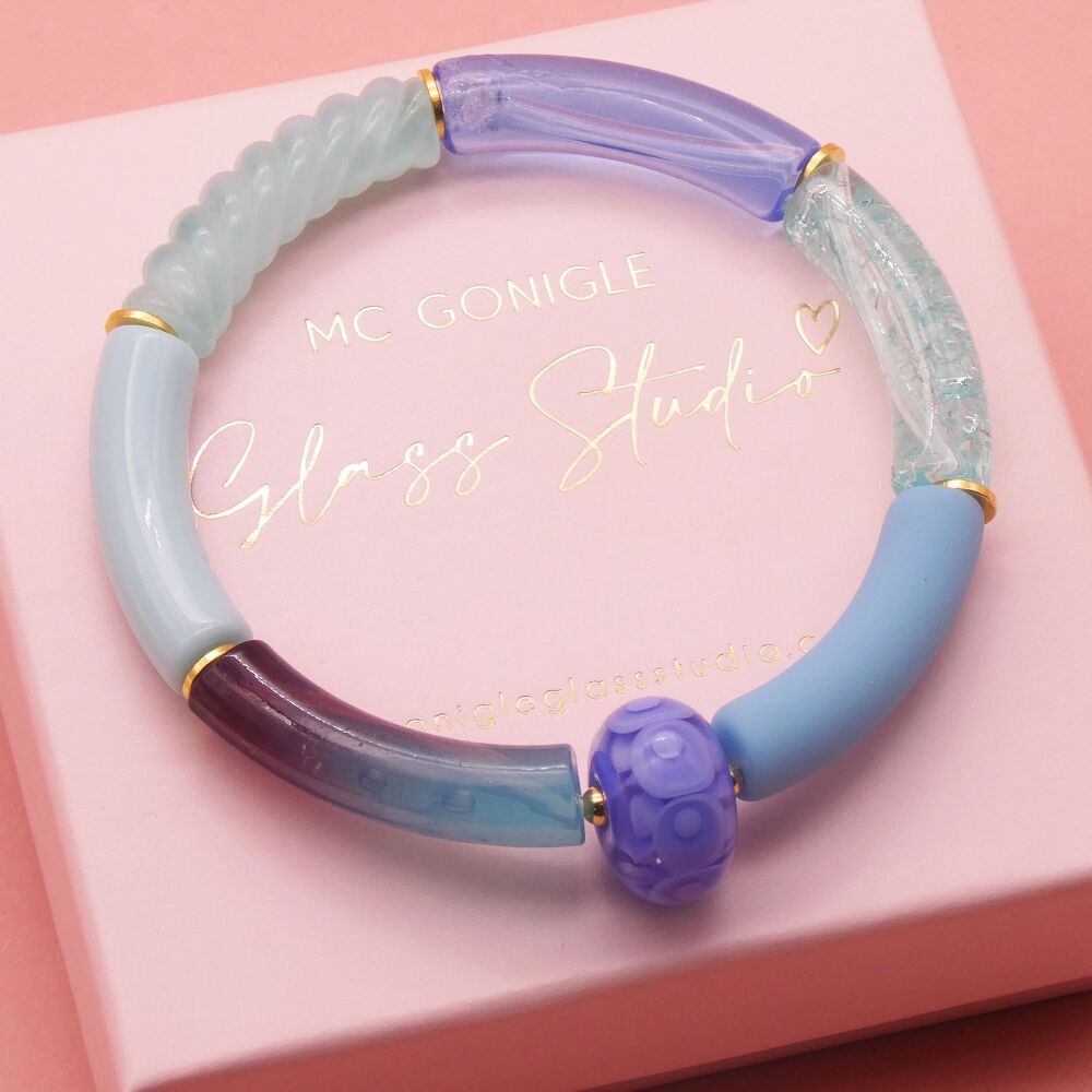 Blue bead Tube Bracelet