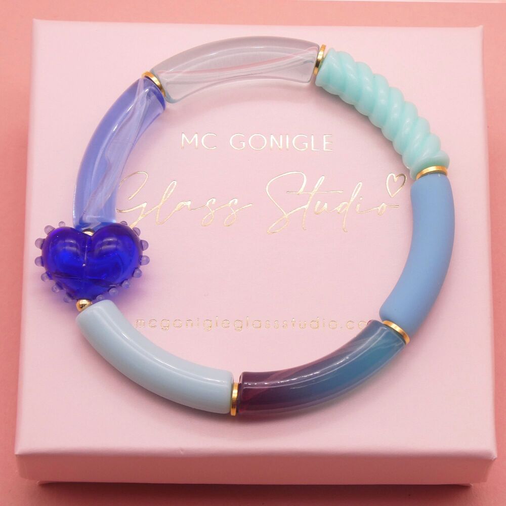 Royal Blue Heart Tube Bracelet