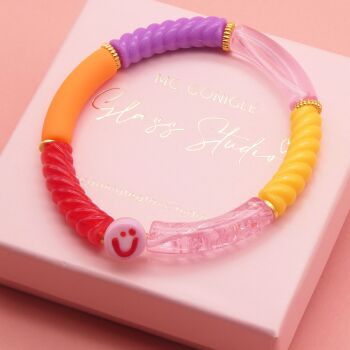 Pink Smiley Tube Bracelet