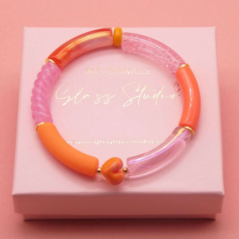 Dinky orange heart Tube Bracelet