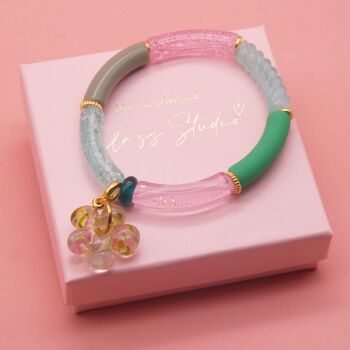 Green and pink Tube Bracelet