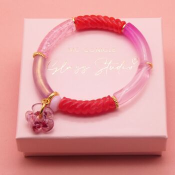 Red and pink flower Tube Bracelet