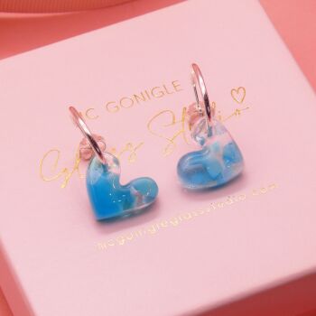 Turquoise carved heart Hoop earrings