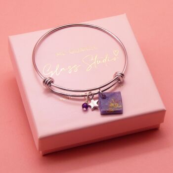 Purple Tile On a Silver Plated Bangle