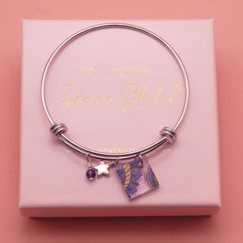 Pink Paisley Tile On a Silver Plated Bangle