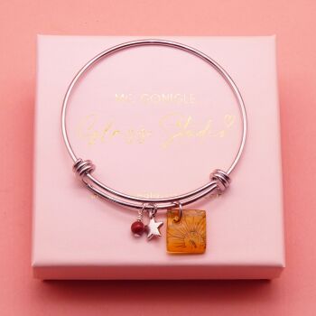 Light amber Tile On a Silver Plated Bangle