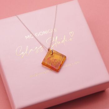 Light Amber glass tile necklace
