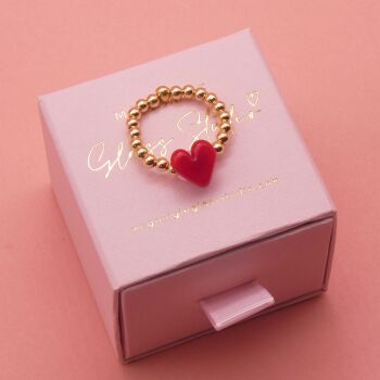 Red Glass Heart Ring