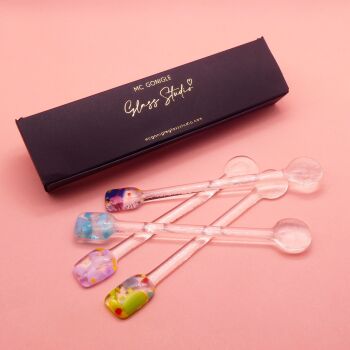 Glass Swizzle Stick set of 4
