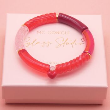 Dainty red heart Tube Bracelet