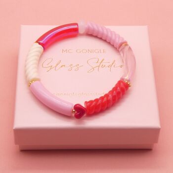 Dainty red and pink Tube Bracelet