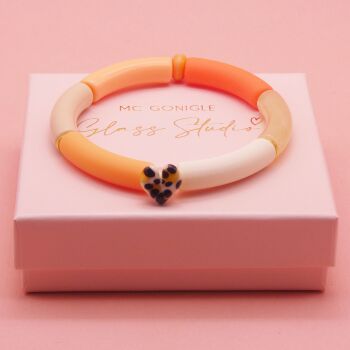 Orange Leopard Tube Bracelet
