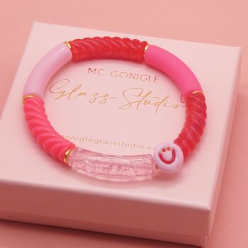 Pink Smiley Tube Bracelet