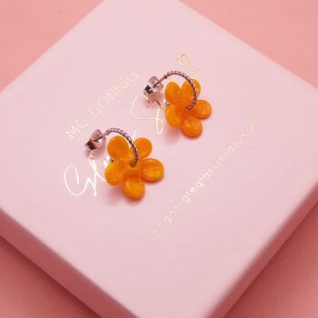 Yellow Ochre Flower hoop earrings