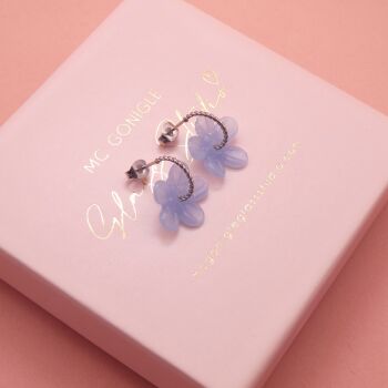Powder Blue Flower hoop earrings