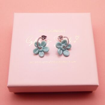 Turquoise Flower hoop earrings