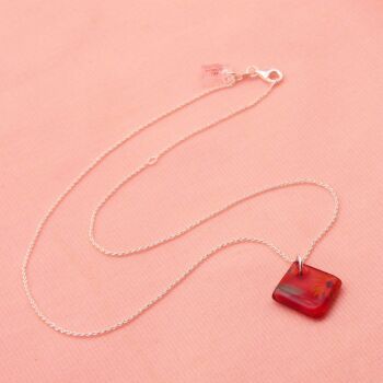 Rust Orange glass tile necklace