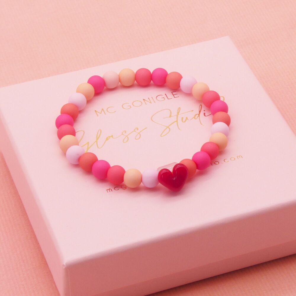 Children's Red and Pink heart Bracelet