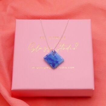 Light Blue glass tile necklace