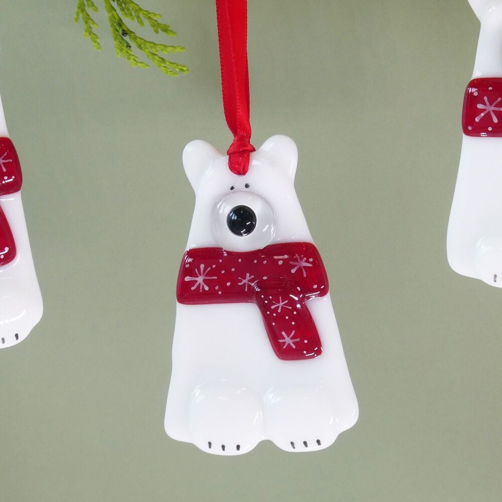 Glass Polar Bear Decoration