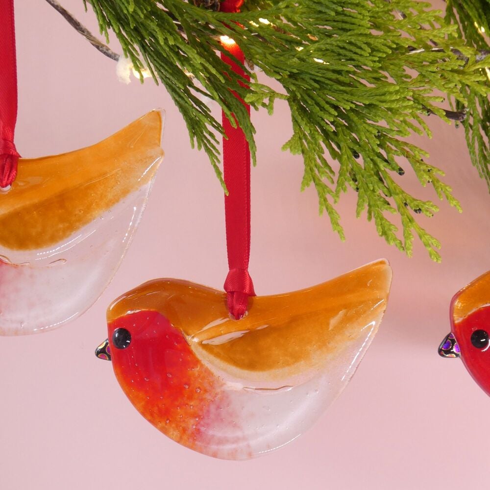 Glass Robin Decoration