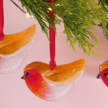 Glass Robin Decoration