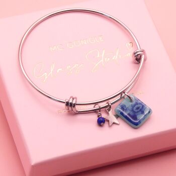 Turquoise Tile On a Silver Plated Bangle