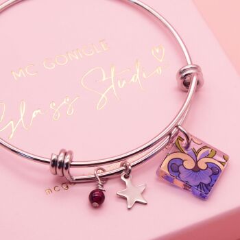 Pink Tile On a Silver Plated Bangle